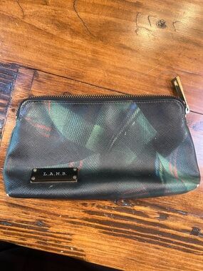 L.A.M.B. Black Cosmetic Pouch with Green & Red Accents